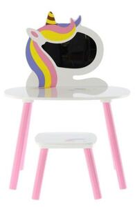 Masuta de toaleta unicorn, pentru copii, alb/roz, 60x40x44/80 cm, Chomik