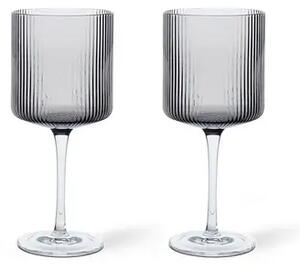 Ripple Roșu Wine Glasses Set of 2 Smoked Gri - Ferm Living