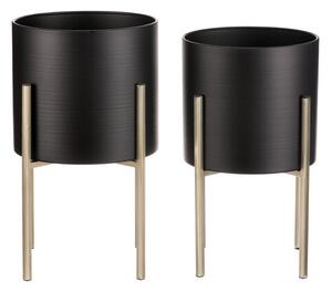 Set suporturi din metal pentru flori Interier,negru, 2 buc