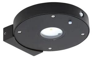 Tavon Round LED Celulă solară Aplică de Perete Dim. w/Senzor Negru - Lucande