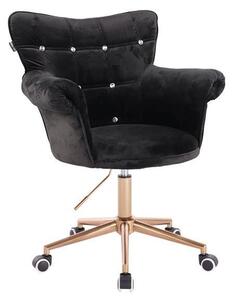 HR804CK scaun Catifea Negru cu Bază Aurie