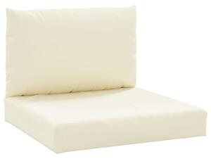 Perne de canapea din paleți, 2 buc., alb crem, material textil