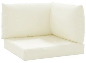 Perne de canapea din paleți, 3 buc., alb crem, material textil