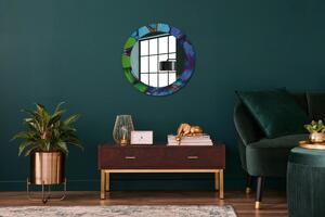 Oglinda rotunda cu rama imprimata Fluture albastru și verde fi 60 cm