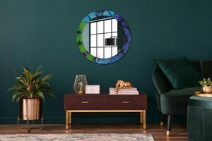 Oglinda rotunda cu rama imprimata Fluture albastru și verde fi 70 cm