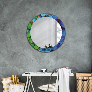 Oglinda rotunda cu rama imprimata Fluture albastru și verde fi 80 cm