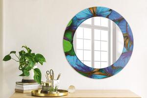 Oglinda rotunda cu rama imprimata Fluture albastru și verde fi 50 cm
