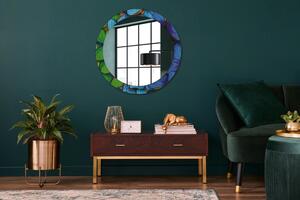 Oglinda rotunda cu rama imprimata Fluture albastru și verde fi 80 cm