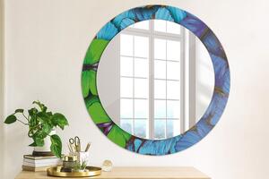 Oglinda rotunda cu rama imprimata Fluture albastru și verde fi 70 cm