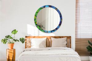 Oglinda rotunda cu rama imprimata Fluture albastru și verde fi 90 cm