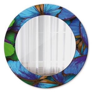 Oglinda rotunda cu rama imprimata Fluture albastru și verde fi 50 cm