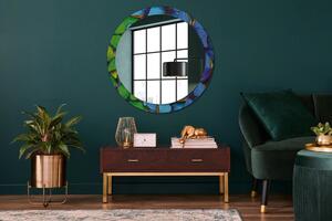 Oglinda rotunda cu rama imprimata Fluture albastru și verde fi 90 cm