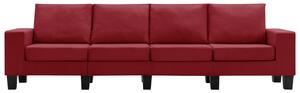 Canapea cu 4 locuri, roșu vin, material textil