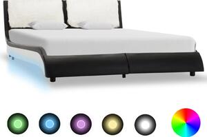 Cadru de pat cu LED, negru și alb, 120x200 cm, piele ecologică