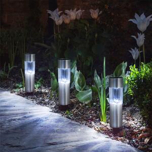 Lampa solara metalica - alb rece - 6 x 6 x 15 (+10) cm