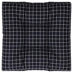 Pernă de paleți, negru, 70x70x12 cm, textil, model carouri