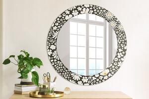 Oglinda rotunda cu rama imprimata Stokrotka ivory fi 60 cm
