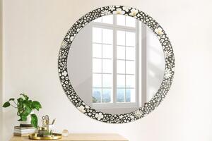 Oglinda rotunda cu rama imprimata Stokrotka ivory fi 90 cm