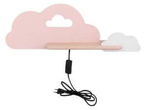 Aplică LED cu raft pentru copii CLOUD LED/5W/230V roz/alb