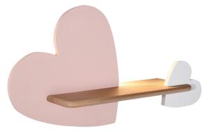 Aplică LED cu raft pentru copii HEART LED/5W/230V roz/albă/lemn