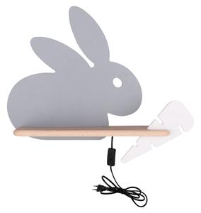 Aplică LED cu raft pentru copii RABBIT LED/4W/230V gri/albă/lemn