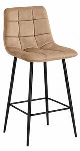 Scaun de bar cu picioare negre ARCETO VELVET, maro