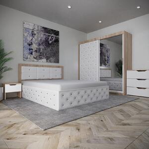 Dormitor Nemira New SonomaAlb Tapitat 2 Usi cu Oglinda