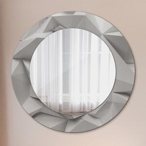 Oglinda rotunda cu rama imprimata Cristal alb abstract fi 50 cm