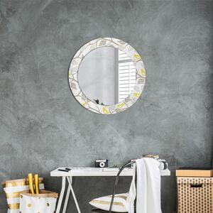 Oglinda rotunda cu rama imprimata Păsări galbene pe ramuri fi 60 cm