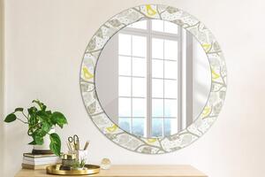 Oglinda rotunda cu rama imprimata Păsări galbene pe ramuri fi 70 cm