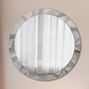 Oglinda rotunda cu rama imprimata Cristal alb abstract fi 90 cm