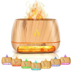 Umidificator de aromaterapie cu flacără, efect de flacără, recipient pentru sare și sare de Himalaya