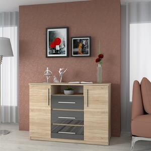 Comoda Maya, 120x45x86 cm, Sonoma Acril Antracit
