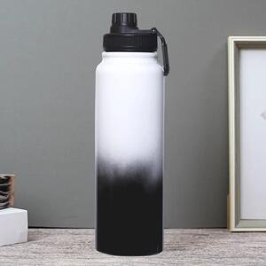 Termos din oțel inoxidabil cu capac etanș pentru băuturi reci și calde - 950 ml - Gradient negru-alb