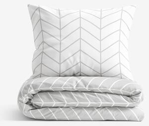 Goldea lenjerie de pat din 100% bumbac - zig-zag alb și gri 140 x 200 și 50 x 70 cm