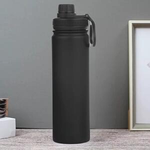Termos negru din oțel inoxidabil, cu capac etanș, funcție de menținere a apei calde și reci - 650 ml
