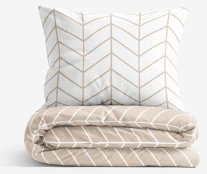 Goldea lenjerie de pat din 100% bumbac - zig-zag alb și bej 180 x 200 și 2buc 50 x 70 cm