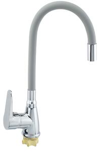 Baterie de lavoar Zegor Crom-Gri, cu monocomandă și cioc flexibil - SOP4-F146GY