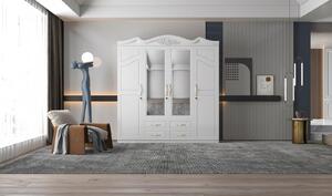Dulap ZQW-034 MDF - 4U 4S, 200x50x200 cm, Alb
