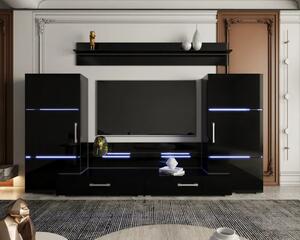 Living Domino 280x45x140 cm, MDF Negru Lucios
