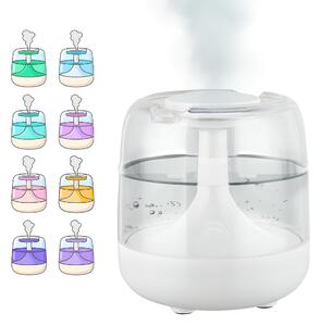Umidificator USB modern cu iluminare LED colorată, funcționare silențioasă și oprire automată cu senzor de nivel al apei, Alb