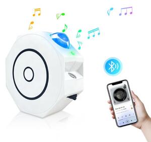 Octagon Proiector LED cu stele și difuzor Bluetooth – Lampă de noapte cu proiecție stelară, cu telecomandă