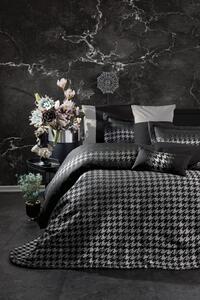 Set complet de lux(lenjerie+cuvertura), 8 piese, Cotton Box, Dazzle Gri-Negru