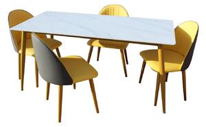 Set Masa Cu 4 Scaune HA02, 160x80x74 cm, Gri Galben