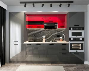 Bucatarie Daria MDF Rosu Antracit 303x60x200 cm