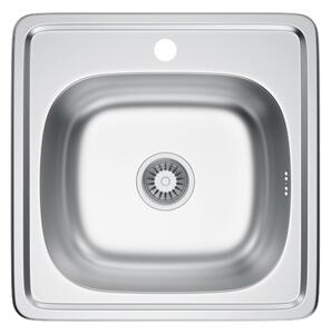 Erga HD, chiuvetă din oțel cu 1 cameră 485x485x160 mm, decor satinat periat, ERG-MLS-HD4848S