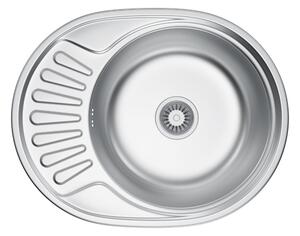 Erga HD, chiuvetă din oțel cu 1 cameră 570x450x160 mm cu scurgere scurtă, finisaj satinat periat, ERG-MLS-HD5745S