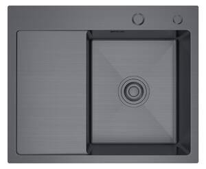 Erga HD, chiuvetă din oțel cu 1 cameră 580x480x210 mm, dreapta, grafit, ERG-MLS-HD5848RB