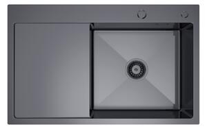 Erga HD, chiuvetă din oțel cu 1 cameră 780x490x210 mm, dreapta, grafit, ERG-MLS-HD7849RB