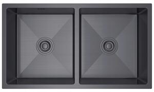 Erga HD, chiuvetă din oțel cu 2 camere 800x450x210 mm, grafit, ERG-MLS-HD8045B